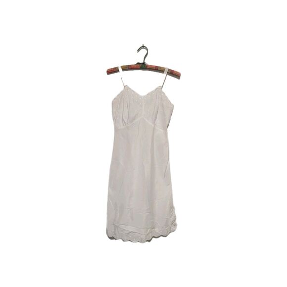 Vintage 60s Candie Barbizon Full Slip Dress Tafredda Ivory Side Zipper 9 / S B33 - Picture 1 of 7
